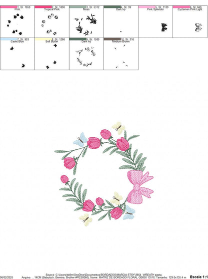 Monogram Floral Frame embroidery designs - Roses Wreath machine embroidery pattern - Flower wreath embroidery file - digital download