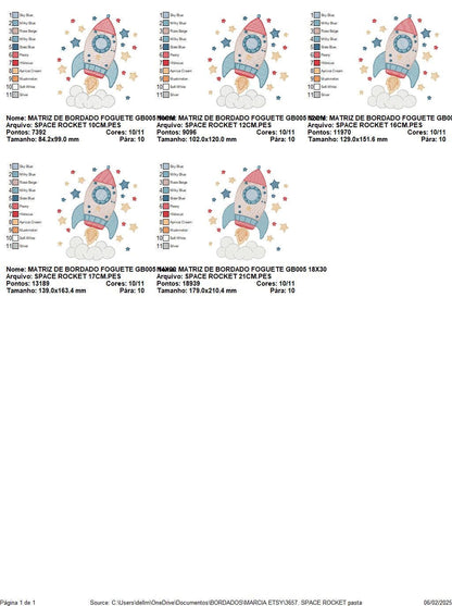 Space Rocket embroidery designs - Rocket with stars machine embroidery pattern - Moon and planet embroidery file - Instant download pes jef