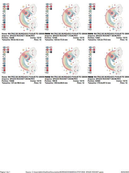 Space Rocket with stars and rainbow embroidery designs - Rocket machine embroidery pattern - Moon and planet file - Instant download pes jef