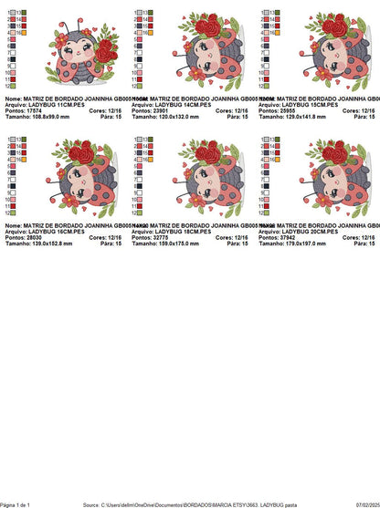 Ladybug with roses embroidery designs - Garden Animal with flowers machine embroidery pattern - Insect life file - Instant download pes jef