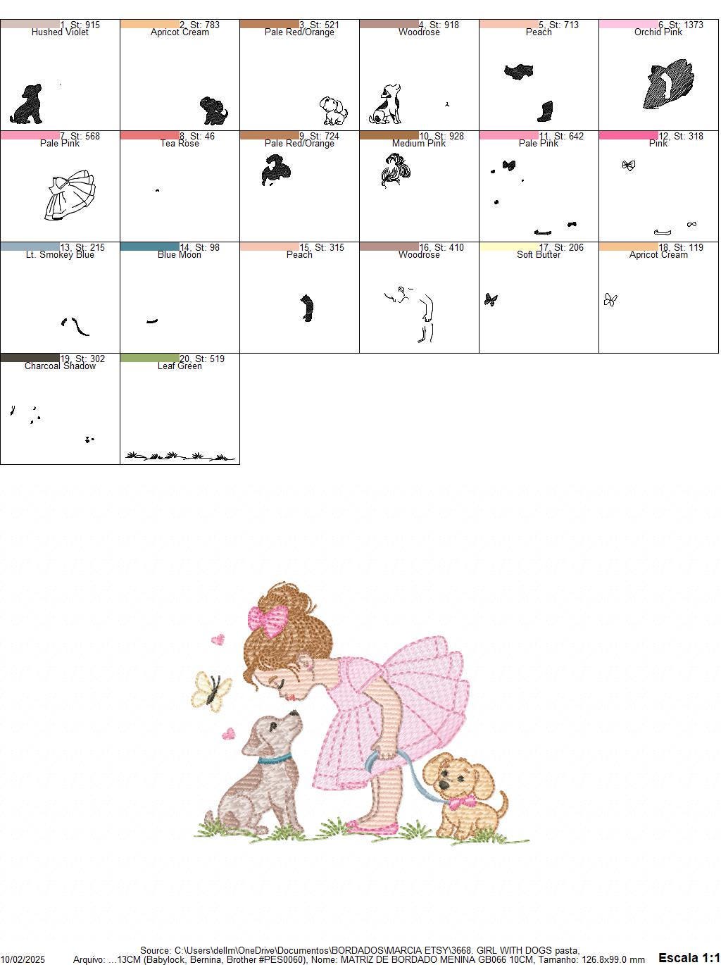 Baby Girl with dogs embroidery designs - Dogwalker machine embroidery pattern - Girl with puppies file - Instant digital download pes jef