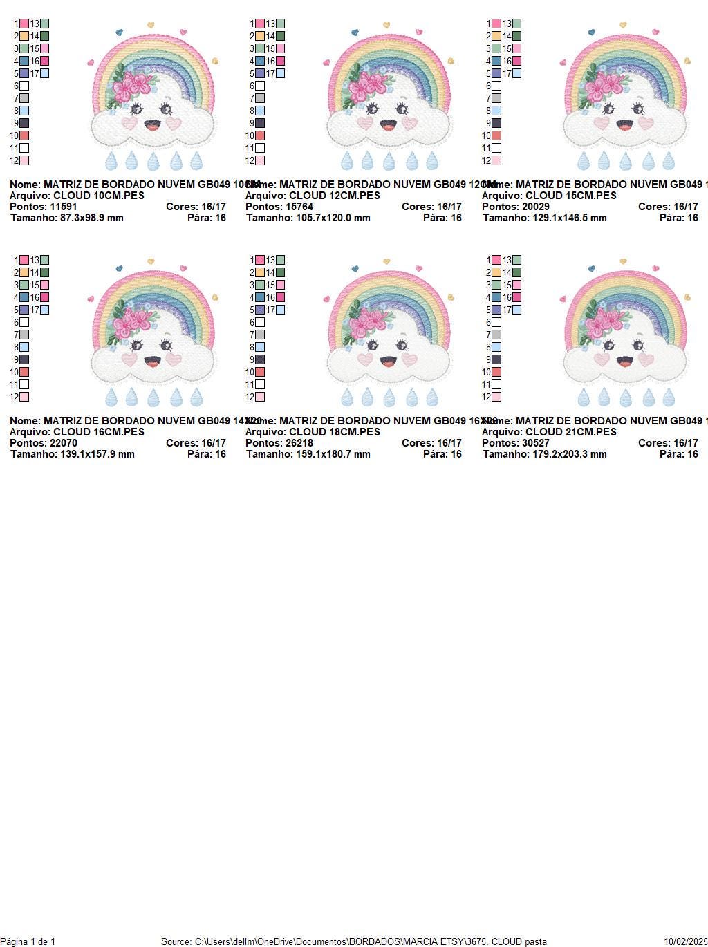 Raining Cloud embroidery design - Colorful Rainbow machine embroidery pattern - Cloud with happy face - Instant digital download pes jef dst