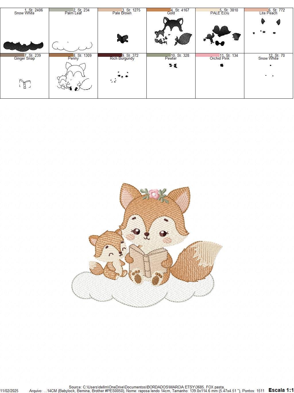 Red Fox mum with baby girl embroidery designs - Woodland animals reading a book machine embroidery pattern - Instant download pes jef dst
