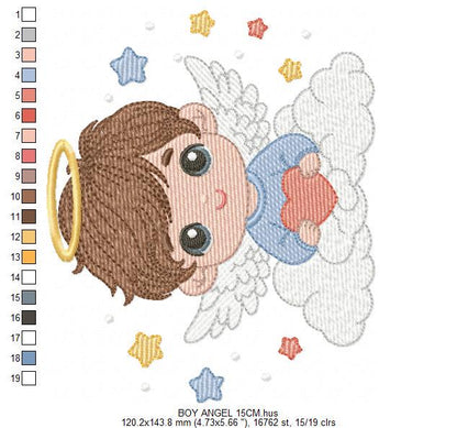 Angel with wings embroidery designs - Angelic Baby boy with cloud machine embroidery pattern - Boy with wings - Instant download pes jef dst