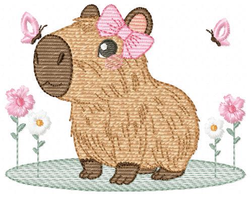 Capybara embroidery designs - Water River Animals machine embroidery pattern - Baby girl big hamster file - Instant digital download pes jef