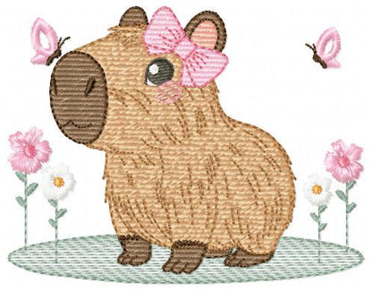 Capybara embroidery designs - Water River Animals machine embroidery pattern - Baby girl big hamster file - Instant digital download pes jef