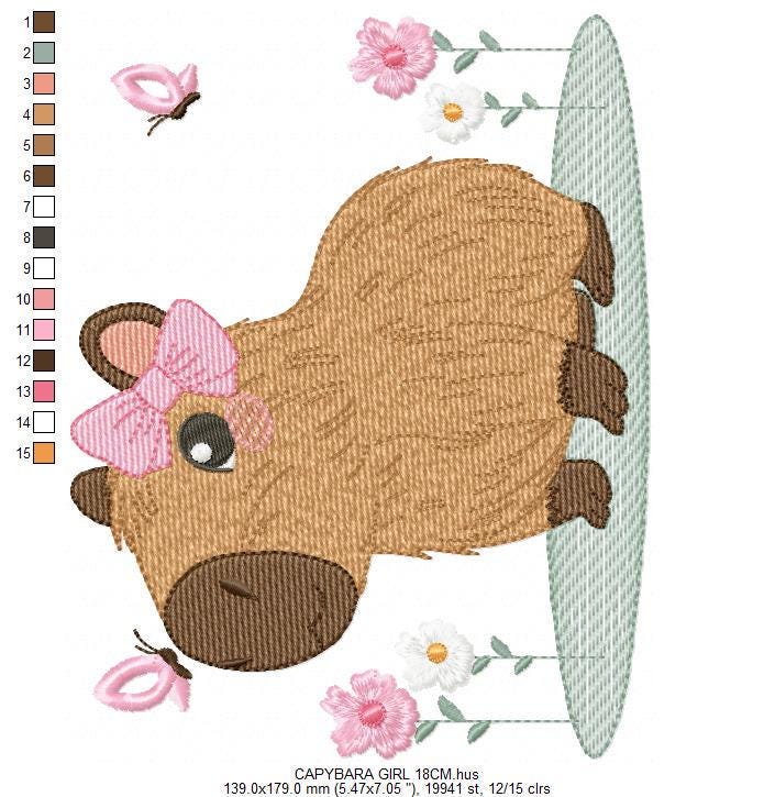 Capybara embroidery designs - Water River Animals machine embroidery pattern - Baby girl big hamster file - Instant digital download pes jef