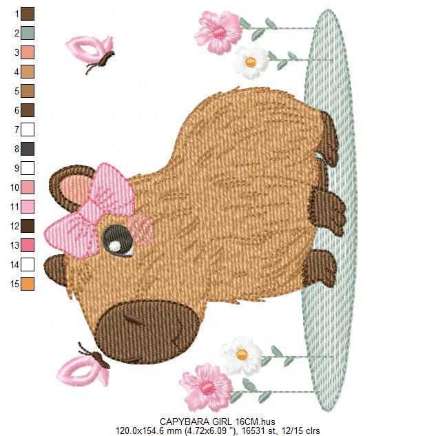 Capybara embroidery designs - Water River Animals machine embroidery pattern - Baby girl big hamster file - Instant digital download pes jef