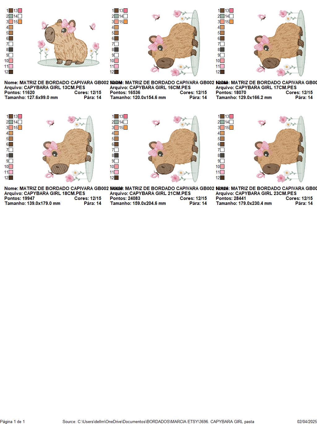 Capybara embroidery designs - Water River Animals machine embroidery pattern - Baby girl big hamster file - Instant digital download pes jef
