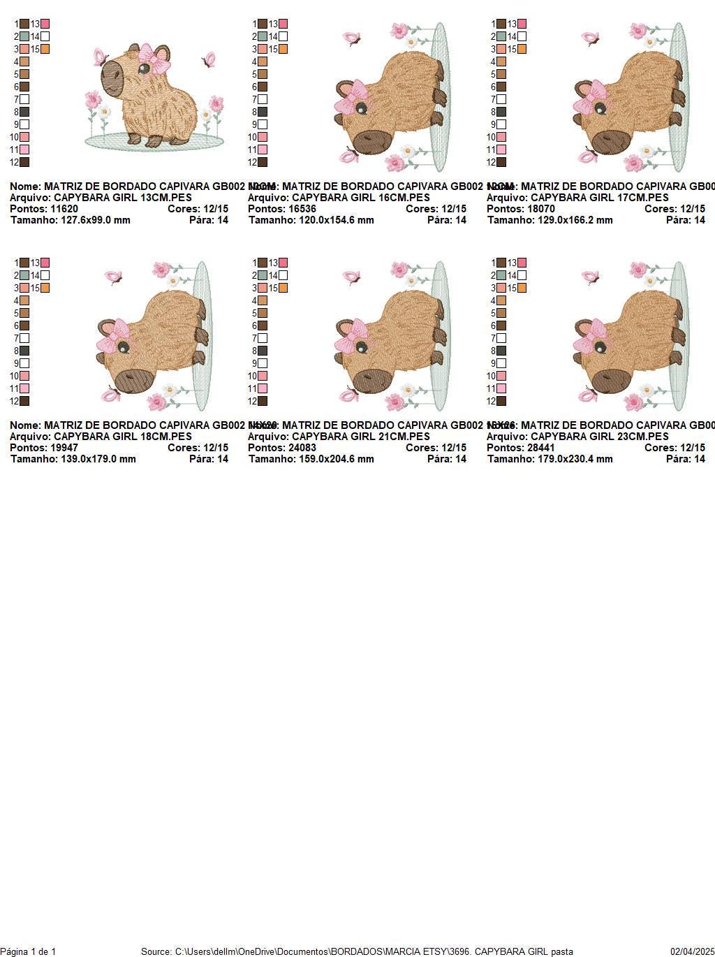 Capybara embroidery designs - Water River Animals machine embroidery pattern - Baby girl big hamster file - Instant digital download pes jef