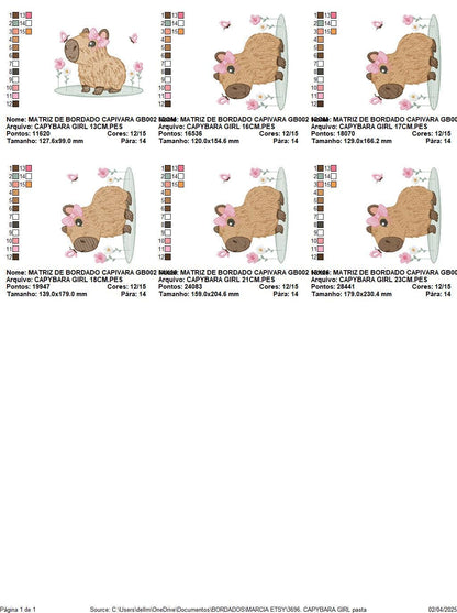 Capybara embroidery designs - Water River Animals machine embroidery pattern - Baby girl big hamster file - Instant digital download pes jef