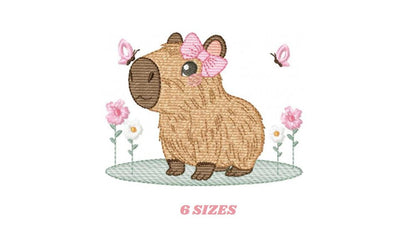 Capybara embroidery designs - Water River Animals machine embroidery pattern - Baby girl big hamster file - Instant digital download pes jef