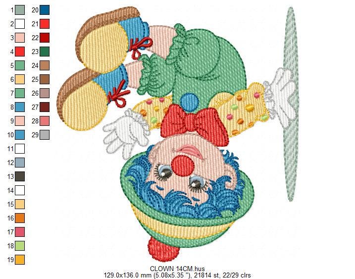 Circus Clown embroidery designs - Clown with funny hat machine embroidery pattern - Baby Boy Birthday file - instant digital download pes
