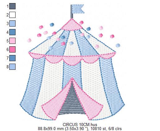 Circus embroidery design - Market Tent machine embroidery pattern - Fair Tent embroidery file - Instant digital download file pes jef dst