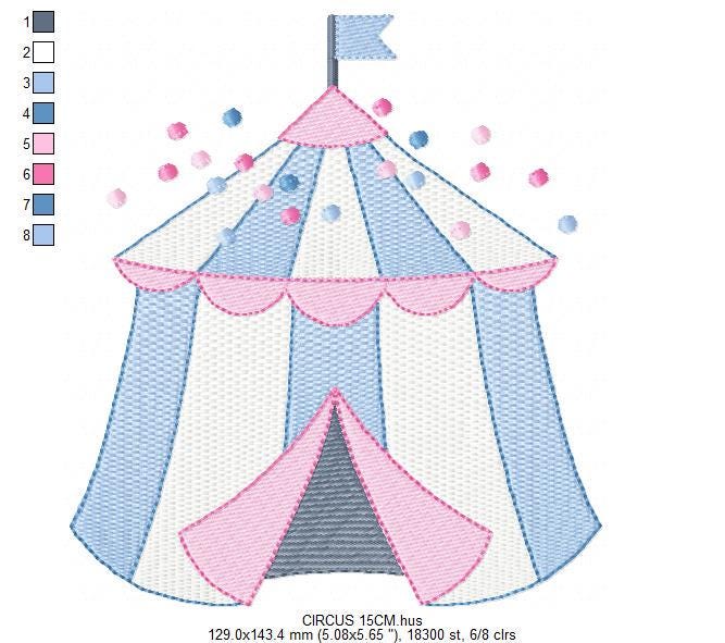 Circus embroidery design - Market Tent machine embroidery pattern - Fair Tent embroidery file - Instant digital download file pes jef dst