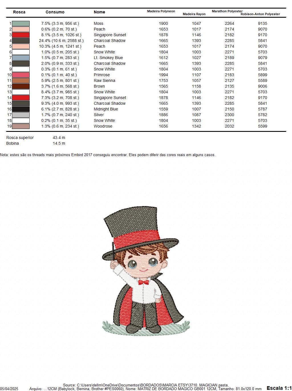 Magician embroidery designs - Circus presenter with top hat and coat machine embroidery pattern - Baby Boy file - Instant digital download