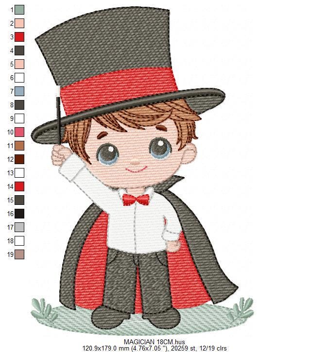 Magician embroidery designs - Circus presenter with top hat and coat machine embroidery pattern - Baby Boy file - Instant digital download