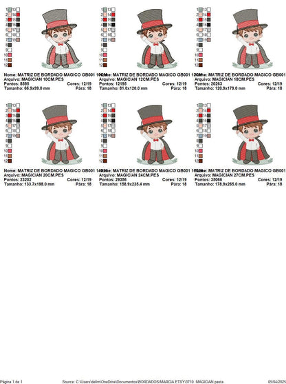 Magician embroidery designs - Circus presenter with top hat and coat machine embroidery pattern - Baby Boy file - Instant digital download