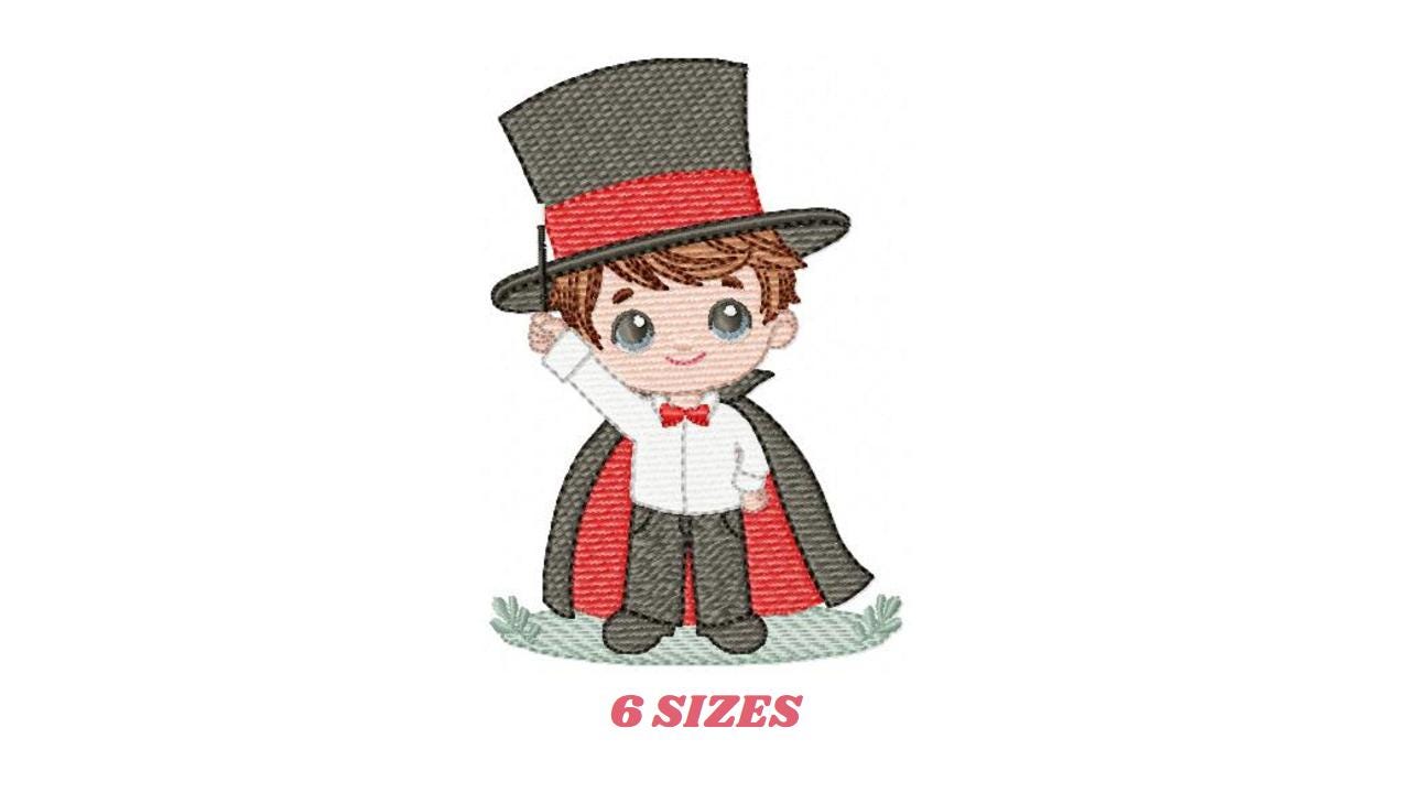 Magician embroidery designs - Circus presenter with top hat and coat machine embroidery pattern - Baby Boy file - Instant digital download