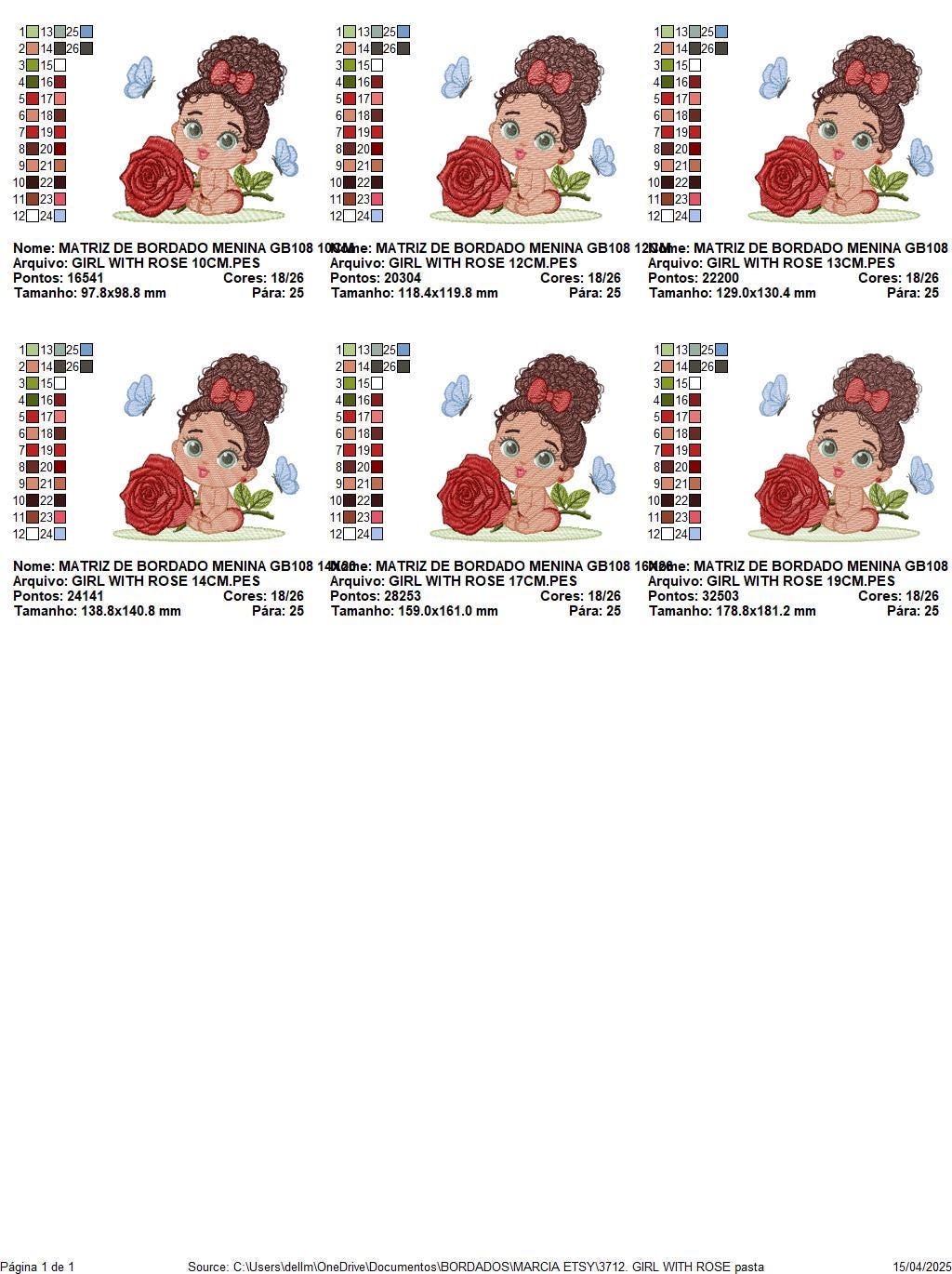 Baby Girl with Black Curly Long Hair embroidery designs - Girl with lace and rose machine embroidery pattern - Instant download pes jef