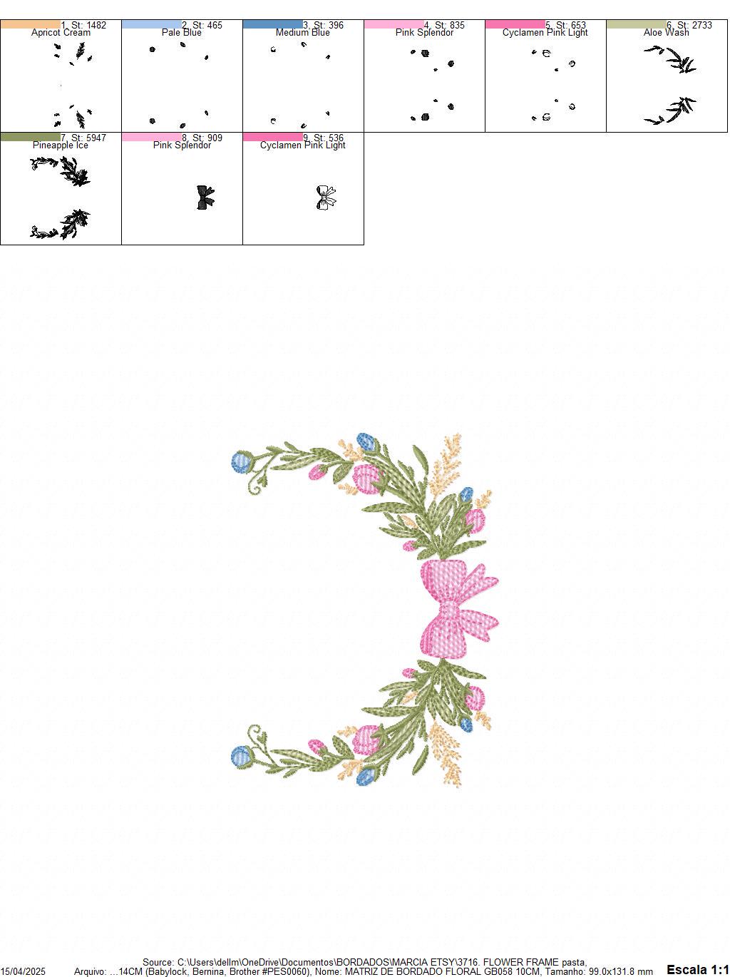 Laurel with lace and flowers embroidery designs - Floral wreath machine embroidery pattern - Monogram frame file - Instant digital download