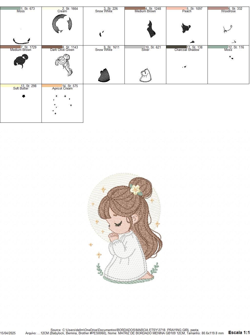 Praying girl embroidery designs - First Communion machine embroidery pattern - Christian Religious children file - Instant download pes jef