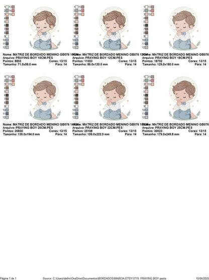 Praying boy embroidery designs - First Communion machine embroidery pattern - Christian Religious children file - Instant download pes jef