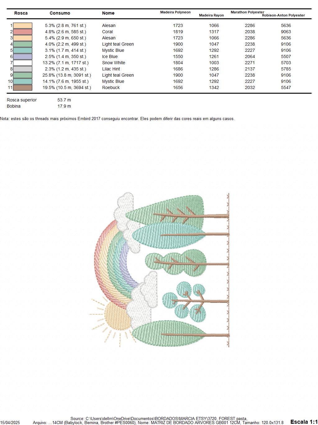 Tree Forest embroidery designs - Sun with rainbow machine embroidery pattern - Spring Summer Landscape file - Instant digital download pes
