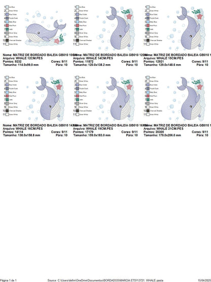 Whale embroidery designs - Ocean Animal Big Fish machine embroidery pattern - Sea Life Baby Boy file - Instant digital download pes jef dst