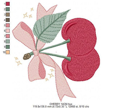Cherry embroidery designs - Fruit machine embroidery pattern - Kitchen Towel Cherries file - Instant digital download pes jef dst hus