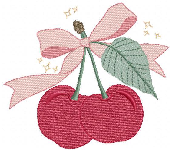 Cherry embroidery designs - Fruit machine embroidery pattern - Kitchen Towel Cherries file - Instant digital download pes jef dst hus
