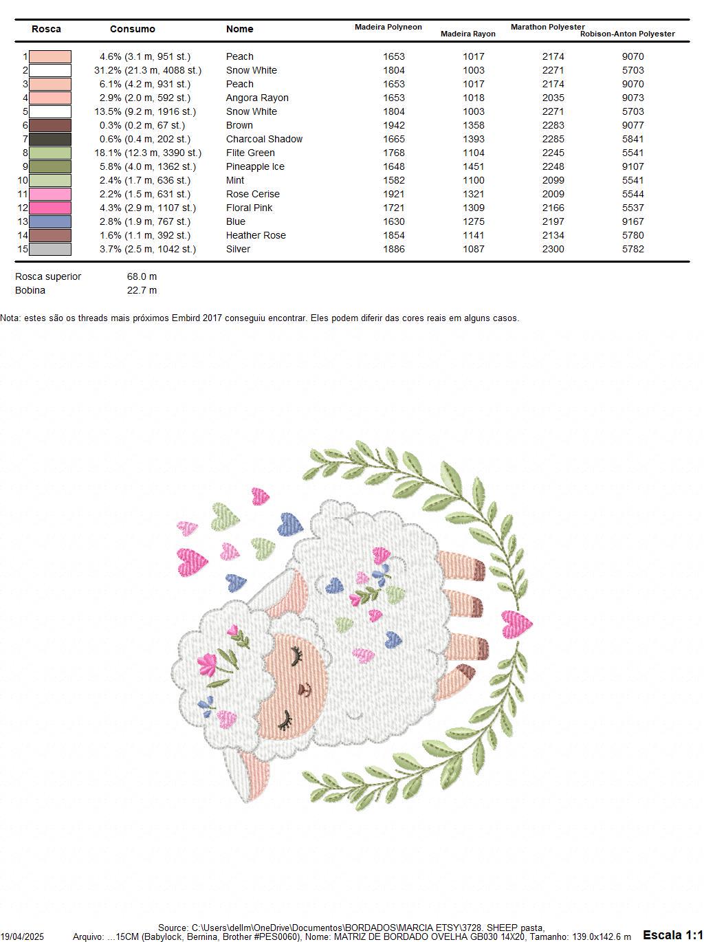 Frame with Sheep embroidery design - Lamb with hearts and laurel wreath machine embroidery pattern - Baby girl file - Instant download pes