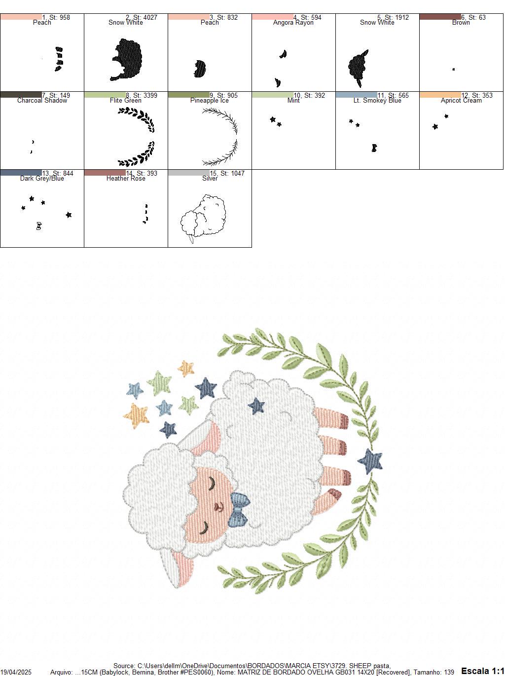Male Sheep embroidery design - Lamb with stars and laurel frame machine embroidery pattern - Newborn Baby boy file - Instant download pes