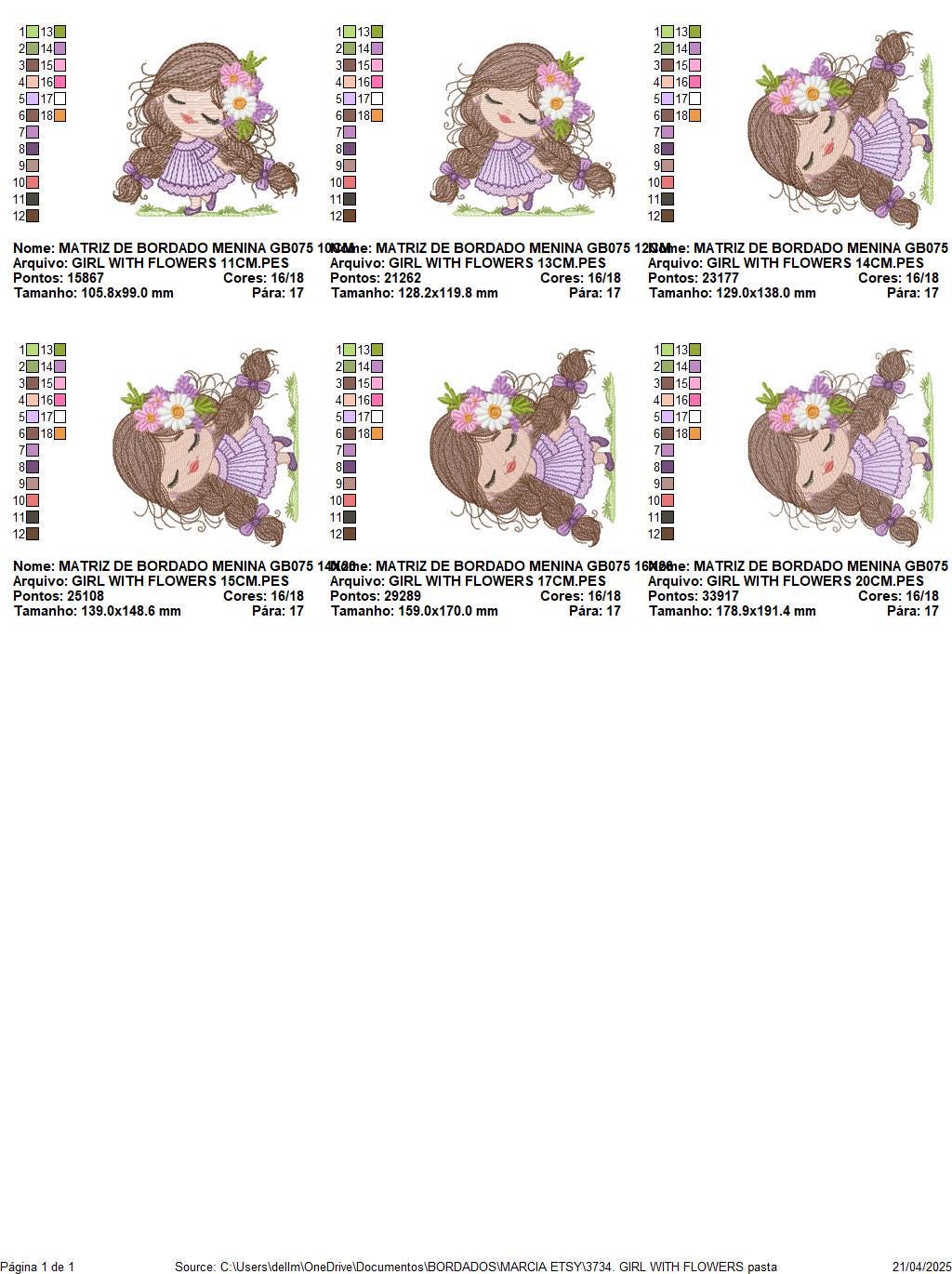 Baby girl embroidery designs - Princess with long hair with braids and flowers machine embroidery pattern - Instant digital download pes