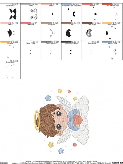 Angel with wings embroidery designs - Angelic Baby boy with cloud machine embroidery pattern - Boy with wings - Instant download pes jef dst