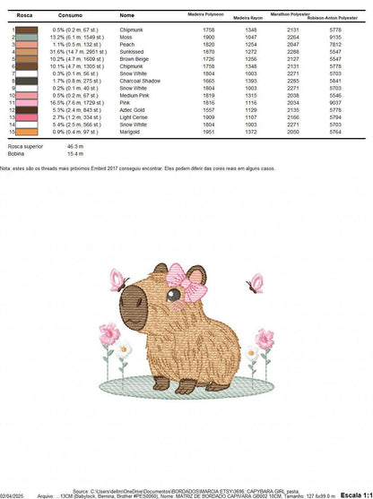 Capybara embroidery designs - Water River Animals machine embroidery pattern - Baby girl big hamster file - Instant digital download pes jef