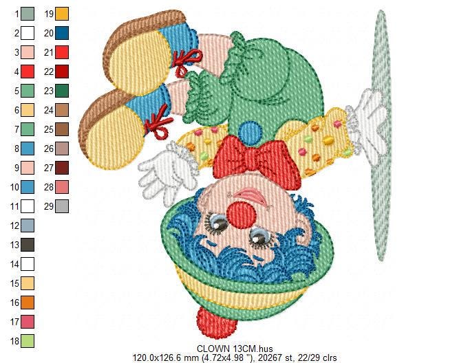 Circus Clown embroidery designs - Clown with funny hat machine embroidery pattern - Baby Boy Birthday file - instant digital download pes
