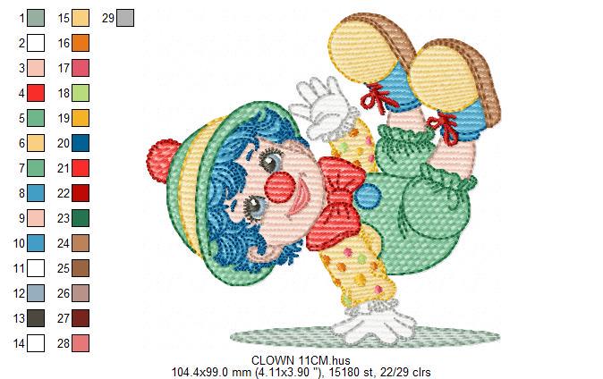 Circus Clown embroidery designs - Clown with funny hat machine embroidery pattern - Baby Boy Birthday file - instant digital download pes