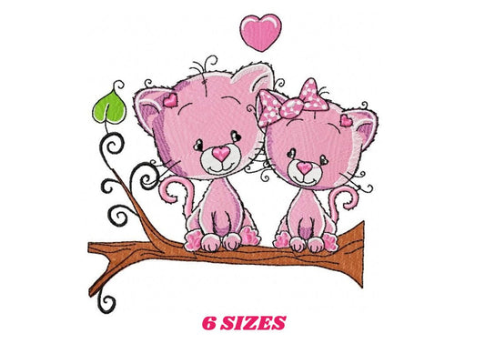 Cat embroidery design - Love embroidery designs machine embroidery pattern - Kitten embroidery file - baby girl embroidery love cats design