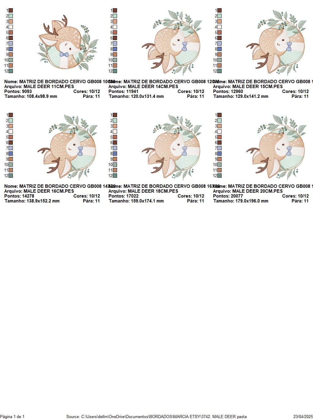 Deer embroidery design - Woodland animal with laurel frame machine embroidery pattern - Baby boy file - Instant digital download pes jef dst