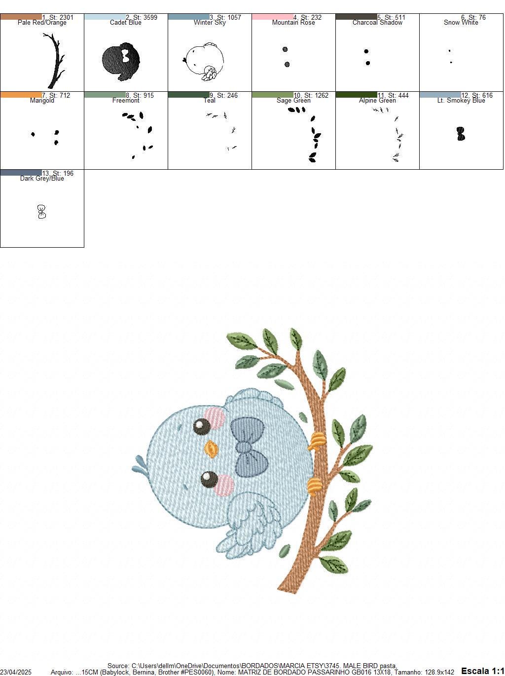 Bird embroidery designs - Baby boy bird with bow tie machine embroidery pattern - Spring Garden Nature - Instant download jef pes dst hus