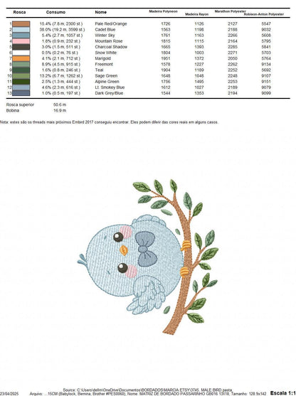 Bird embroidery designs - Baby boy bird with bow tie machine embroidery pattern - Spring Garden Nature - Instant download jef pes dst hus