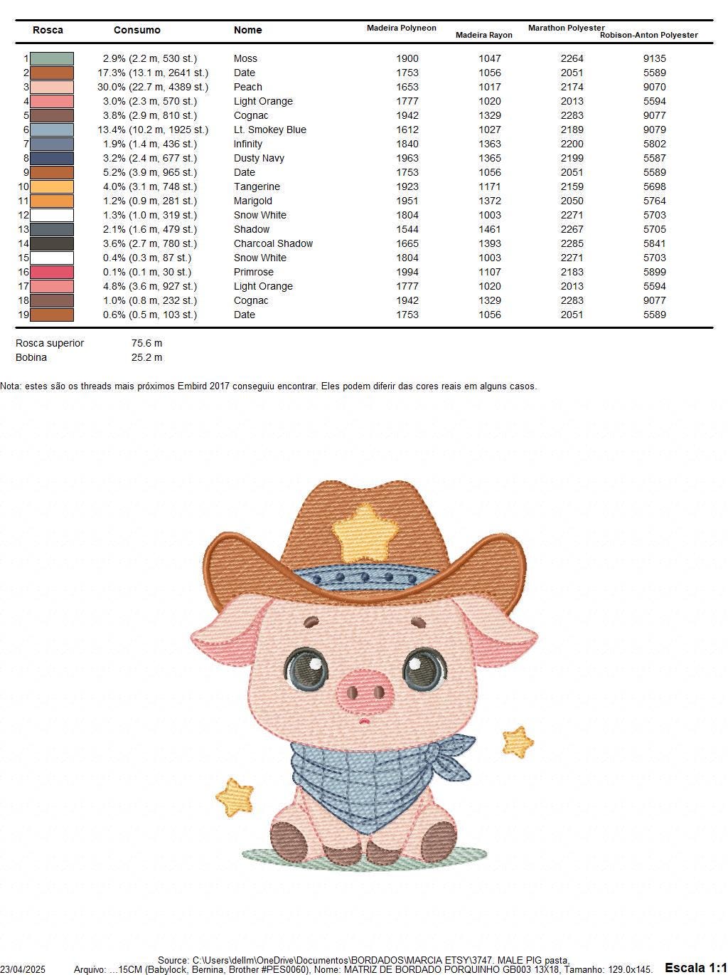 Pig embroidery design - Farm Animal Cowboy machine embroidery pattern - Baby boy file - Ranch Swine Piggy with hat - Instant download pes