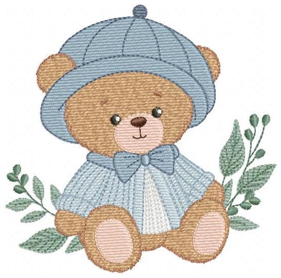 Teddy Bear embroidery designs - Baby boy toy machine embroidery pattern - Cute Bear with cap file - Instant digital download pes jef dst hus