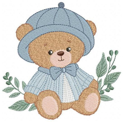 Teddy Bear embroidery designs - Baby boy toy machine embroidery pattern - Cute Bear with cap file - Instant digital download pes jef dst hus