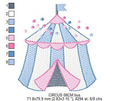 Circus embroidery design - Market Tent machine embroidery pattern - Fair Tent embroidery file - Instant digital download file pes jef dst