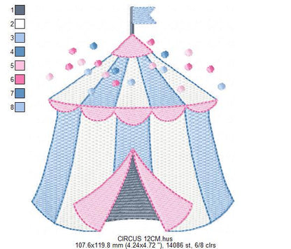 Circus embroidery design - Market Tent machine embroidery pattern - Fair Tent embroidery file - Instant digital download file pes jef dst