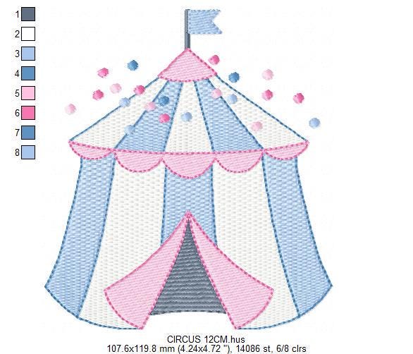 Circus embroidery design - Market Tent machine embroidery pattern - Fair Tent embroidery file - Instant digital download file pes jef dst