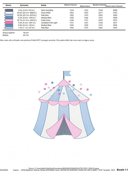 Circus embroidery design - Market Tent machine embroidery pattern - Fair Tent embroidery file - Instant digital download file pes jef dst