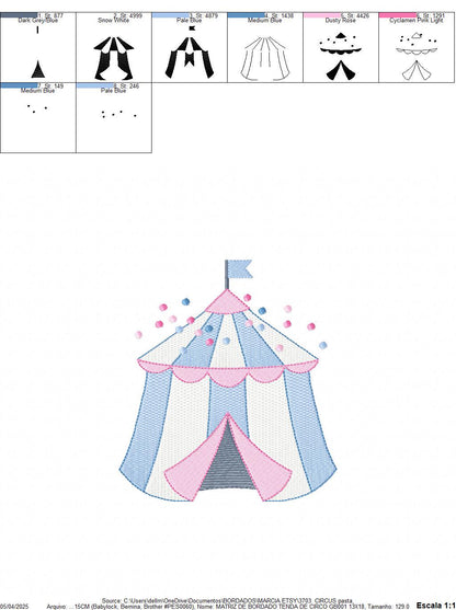 Circus embroidery design - Market Tent machine embroidery pattern - Fair Tent embroidery file - Instant digital download file pes jef dst